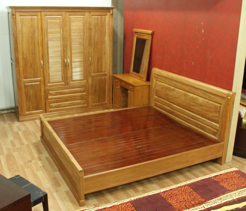 Trọn bộ nội thất gỗ tự nhiên với thiết kế đơn giản
