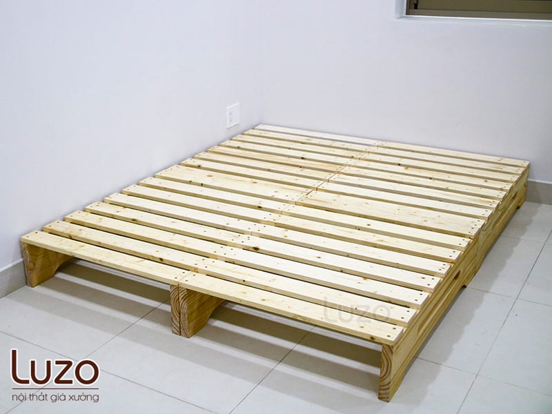giường pallet gỗ thông sấy nhập khẩu mới 100% plb1 (chân cao 20cm)