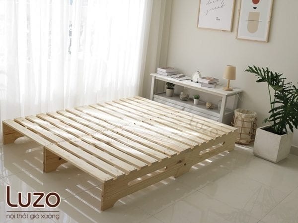 giường gỗ pallet đẹp được thiết kế tiện dụng