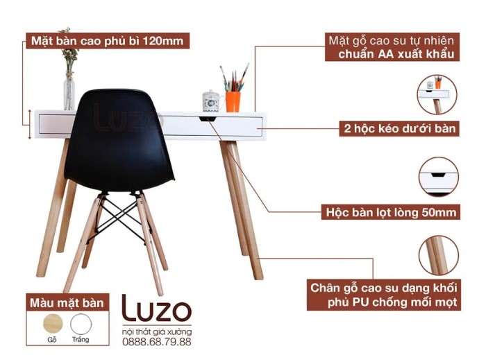 bàn làm việc màu trắng