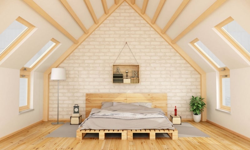 giường gỗ pallet gam màu sáng