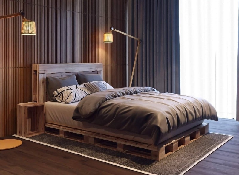 giường pallet gỗ thông hiện đại