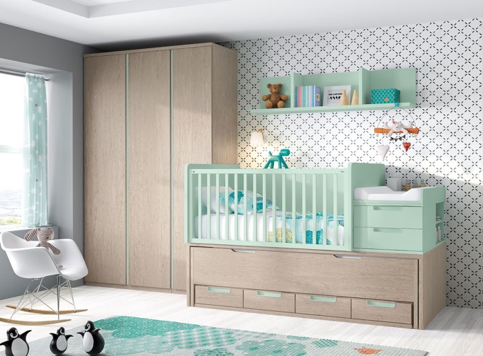 giường cho trẻ sơ sinh kết hợp hộc tủ