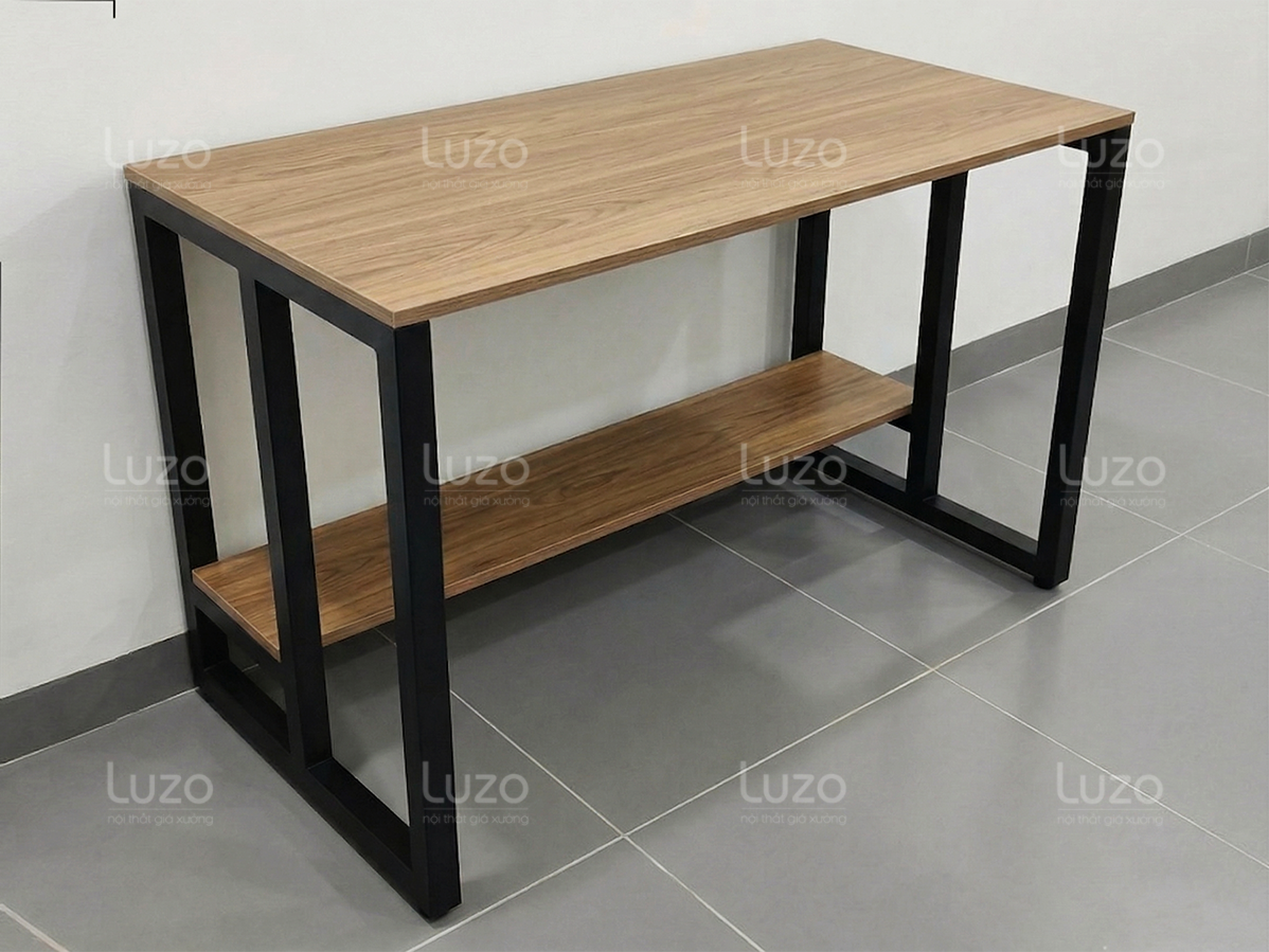 Bàn làm việc chân sắt có kệ đơn giản MDF M2C23
