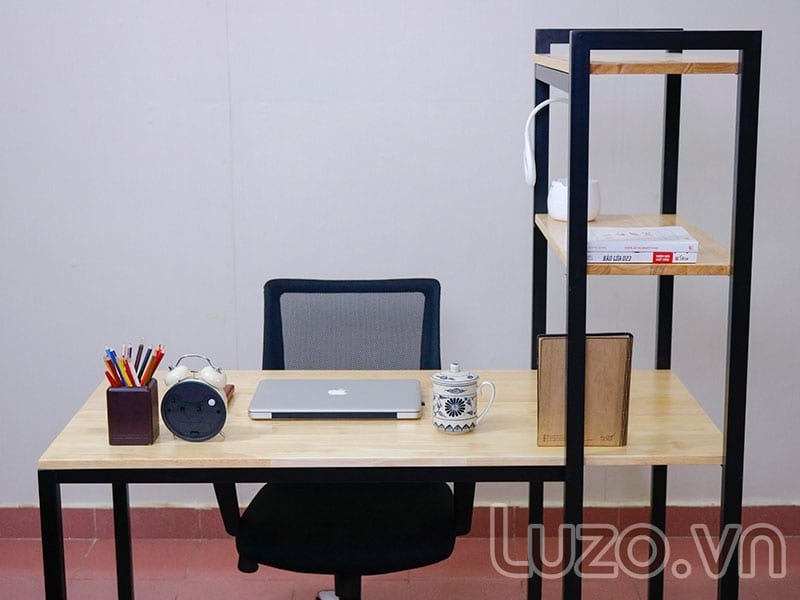 decor bàn học cũ kệ sách mini