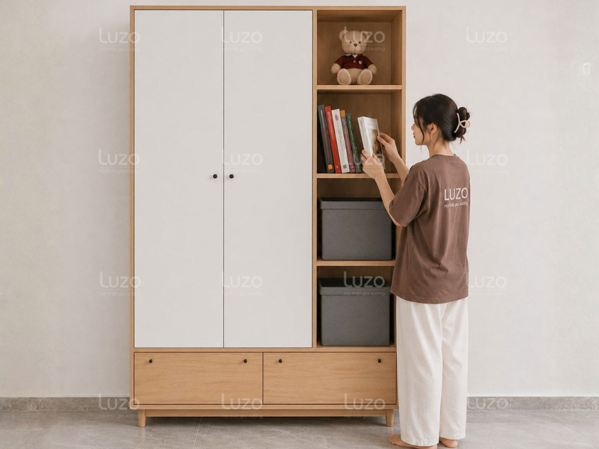 Tủ quần áo gỗ MDF chống ẩm LZW70