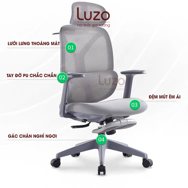 Mô tả chi tiết ghế ergonomic LUZO HOME