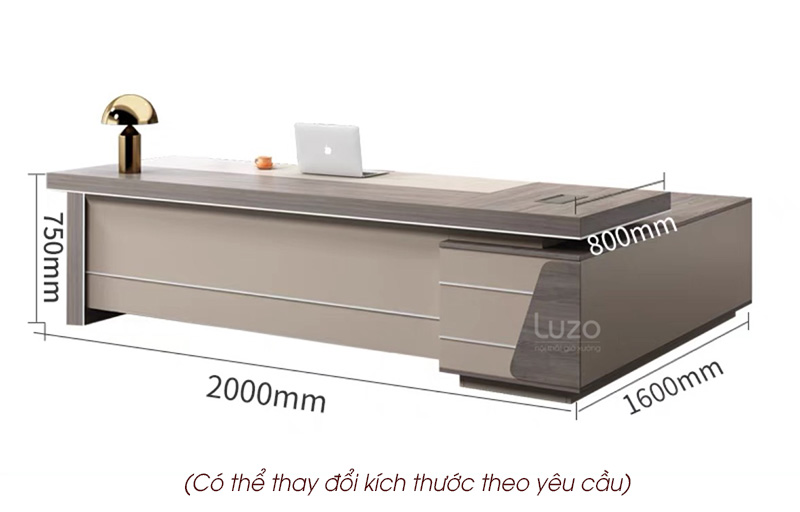 Bàn giám đốc chữ L kích thước 2m