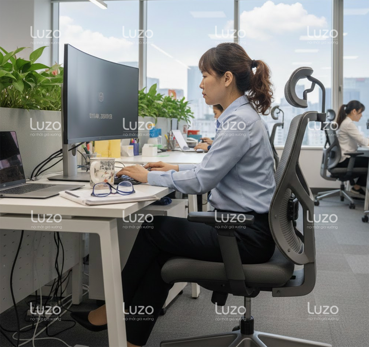 Ghế văn phòng hỗ trợ sức khỏe cột sống, giúp nâng cao hiệu suất làm việc dài hạn