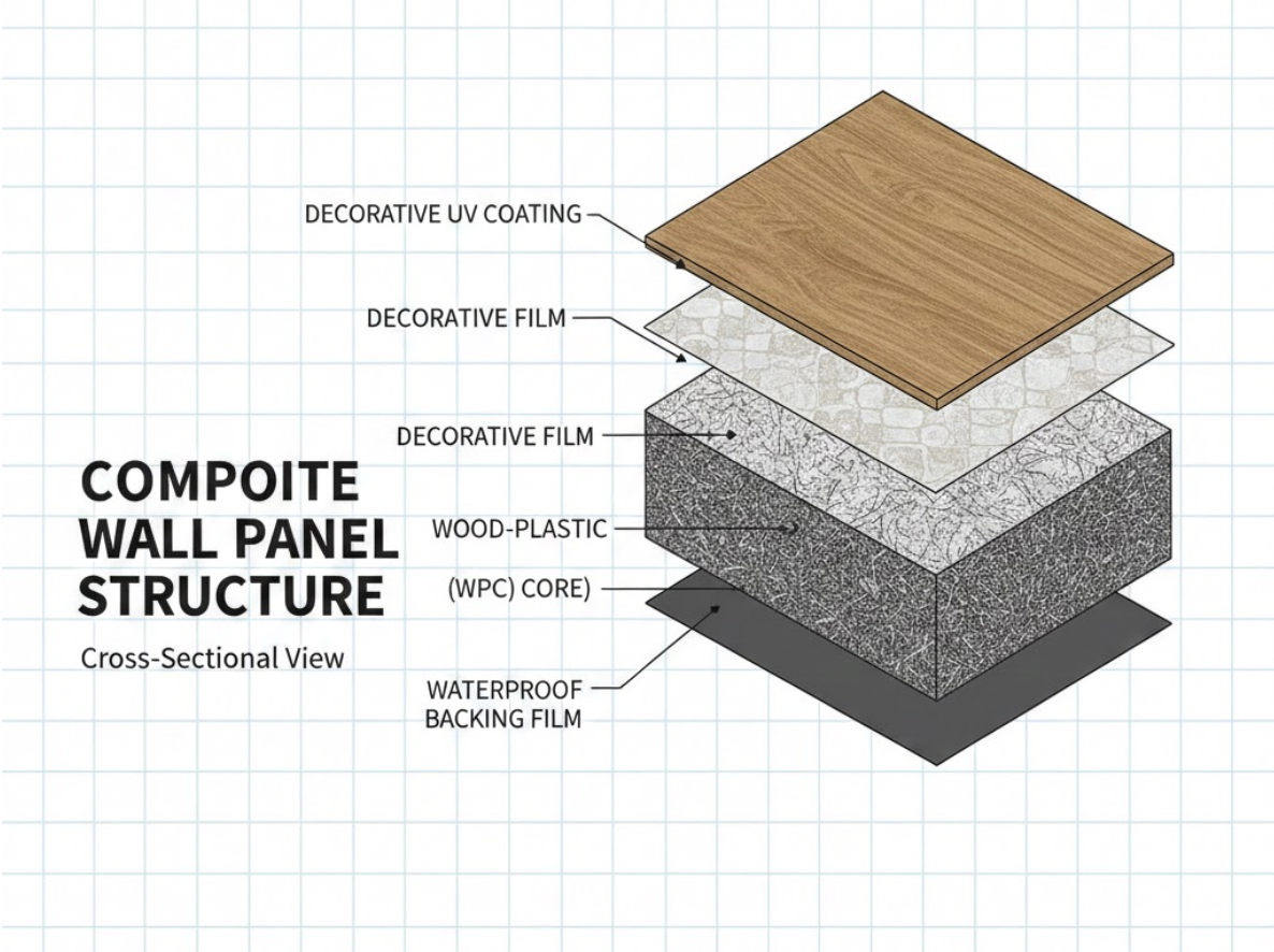 Cấu tạo tấm ốp vách tường nhựa composite