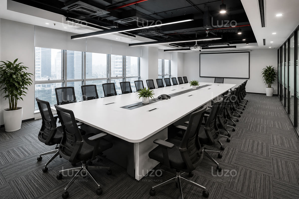 Bàn họp phục vụ trao đổi dự án phần mềm.