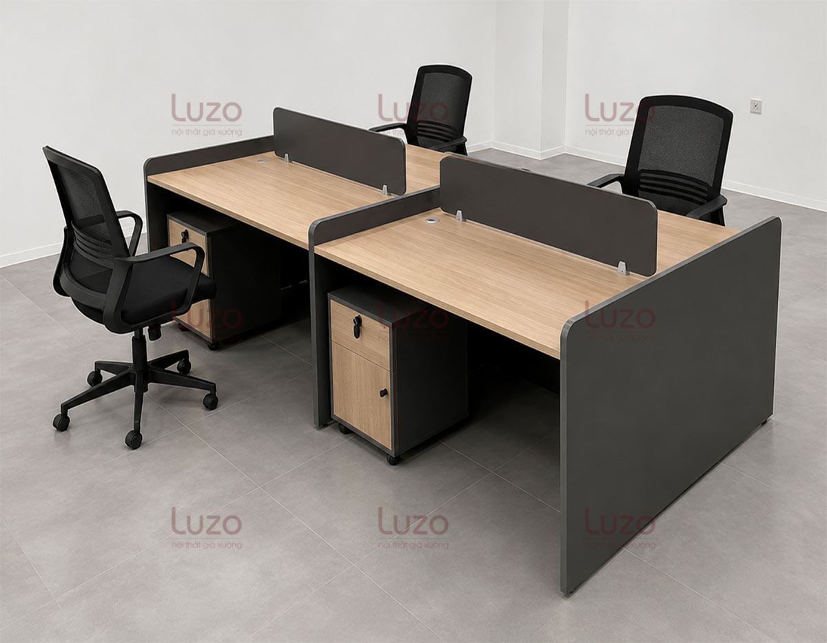 Layout cụm bàn làm việc cho văn phòng nhỏ 4 người