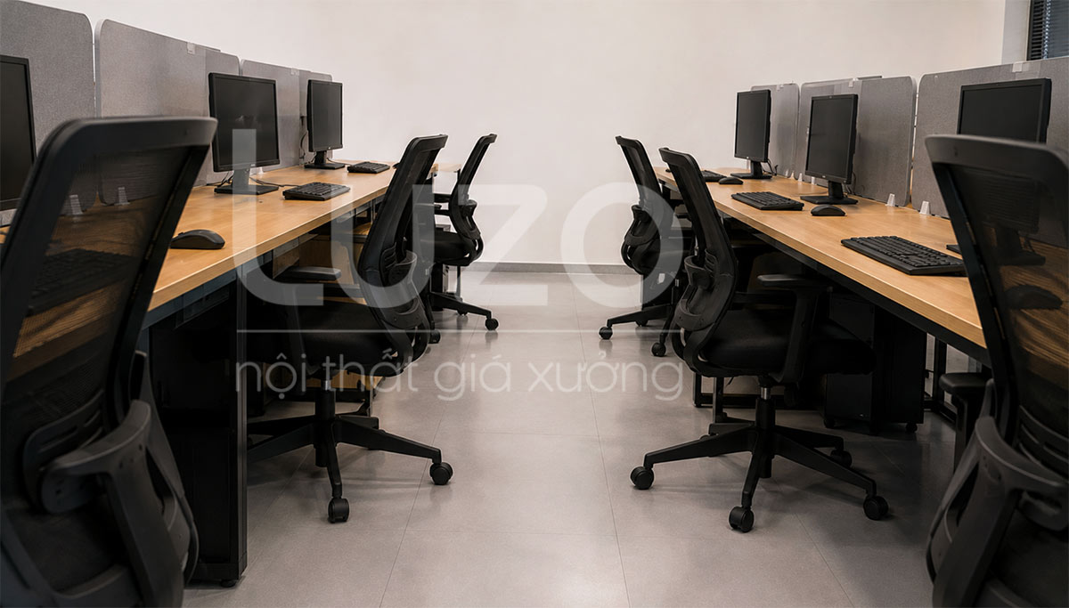 Bố trí kích thước bàn nhân viên trong tổng thể mặt bằng văn phòng