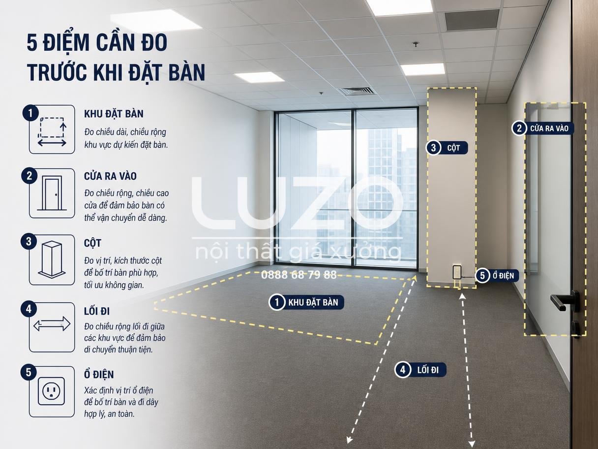 Checklist đo mặt bằng trước khi đặt bàn làm việc văn phòng