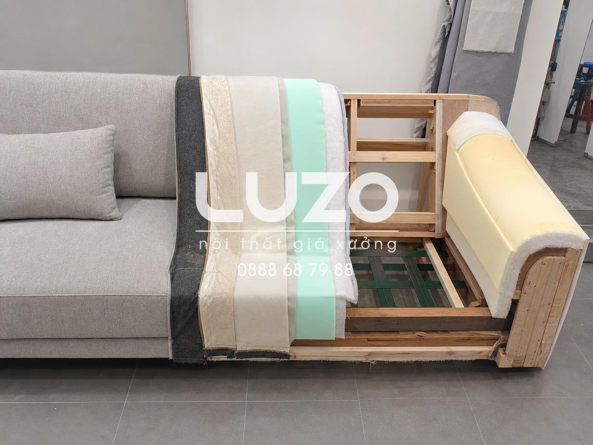 Cấu tạo lớp bọc, đệm mút và khung của sofa