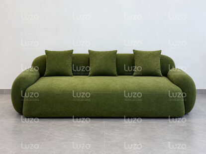 Ghế sofa gỗ hiện đại SF-i24 nhìn chính diện với lớp bọc màu xanh