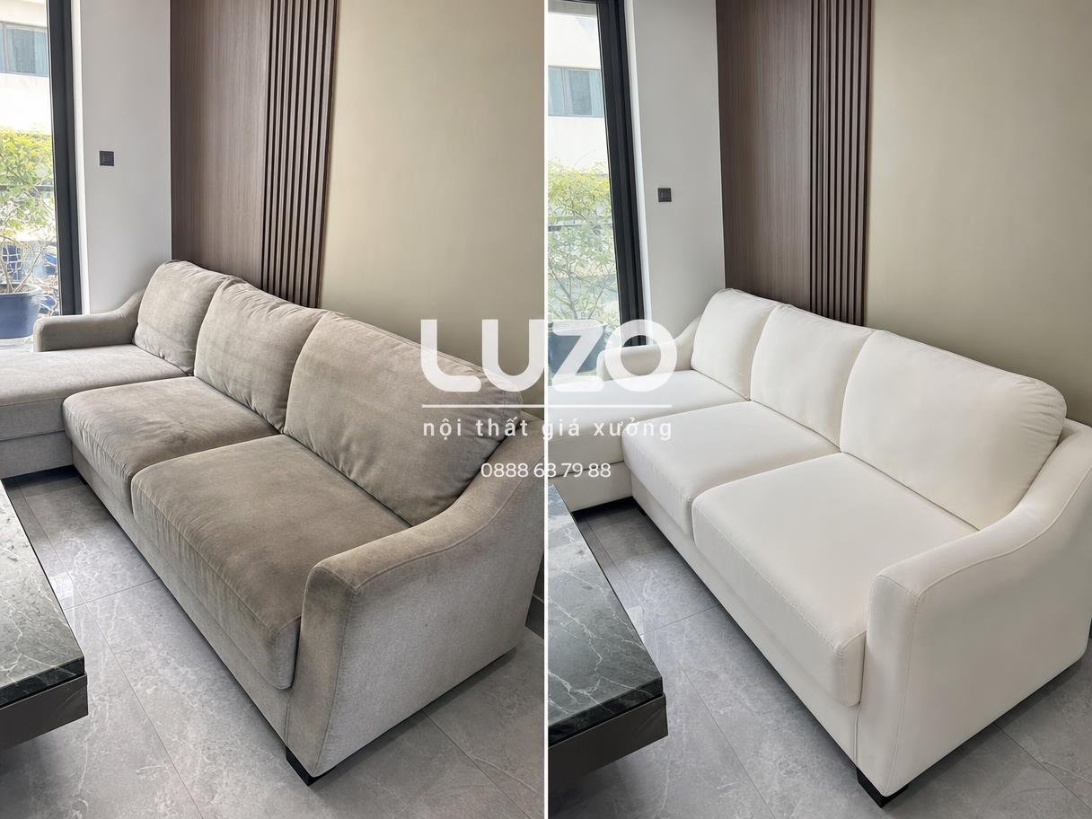 Case thực tế thay vải bọc sofa trước và sau tại TP.HCM