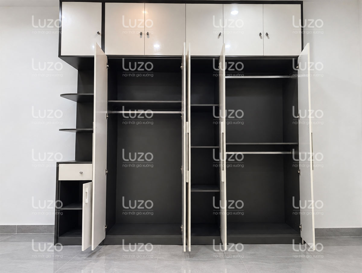 Tủ quần áo chống ẩm LZW107 Luzo Home khi mở các cánh tủ
