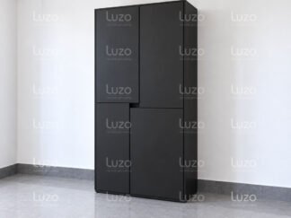 Tủ quần áo LZW115 màu đen với thiết kế 4 cánh mở